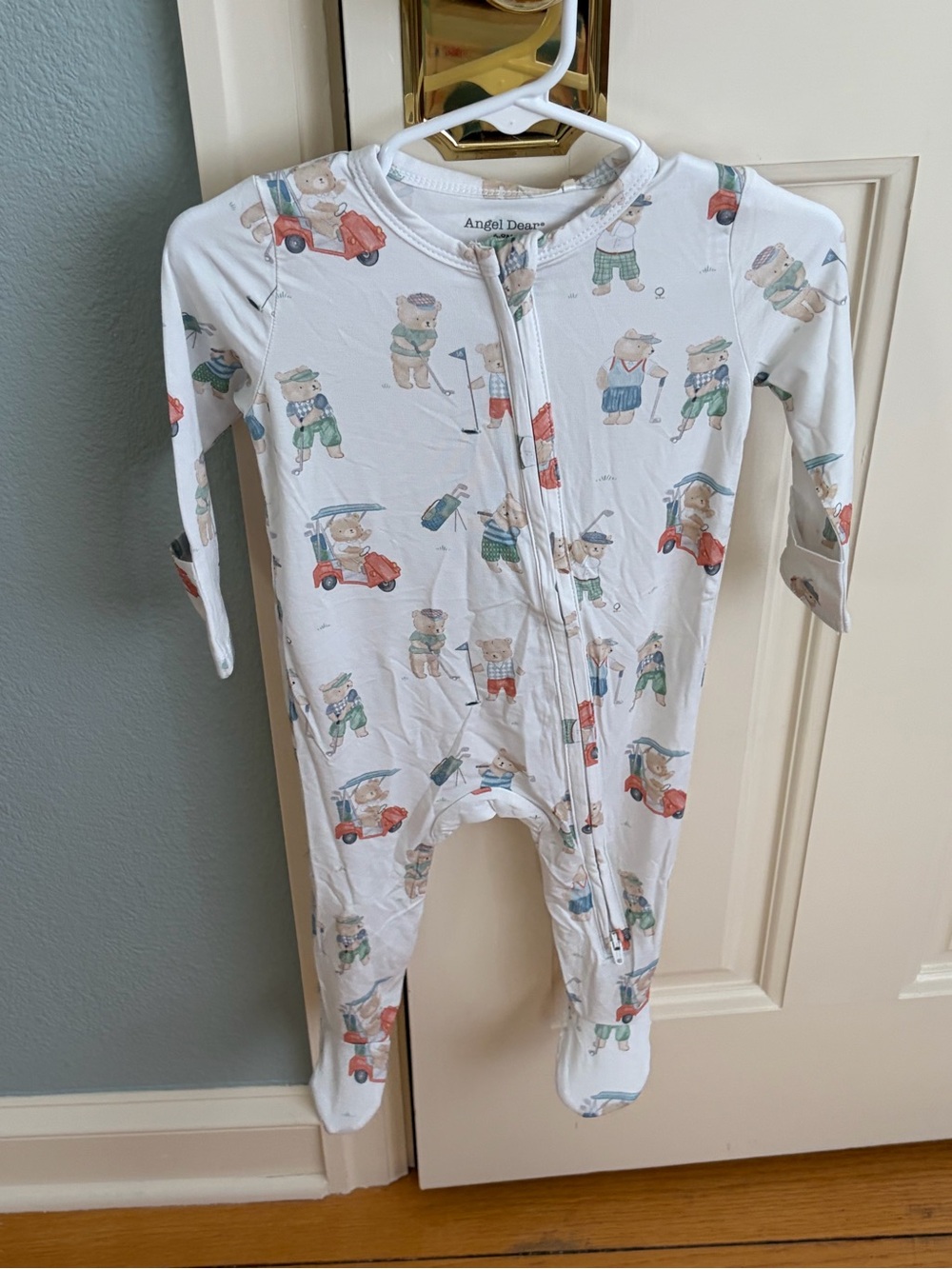 NWT Angel Dear Bamboo Teddy Bear Golfing Footed One-Piece Pajama - Picture 6 of 10